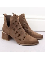 Semišové boty na podpatku Potocki W WOL213B hnědé