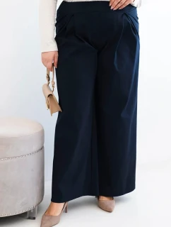 Dámské kalhoty Plus Size s širokými nohavicemi a plisováním granátové