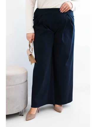 Dámské kalhoty Plus Size s širokými nohavicemi a plisováním granátové