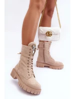 kožené workery s bižuterní ozdobou Bežové Marx kožené workery s bižuterní ozdobou Bežové Marx