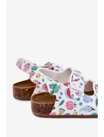 Dětské sandály na korkové podrážce s přezkami ovoce bílé Thessa
