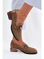 Dámské semišové boty na podpatku s ozdobným detailem Hnědé Meliva Dámské semišové boty na podpatku s ozdobným detailem Hnědé Meliva