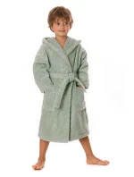 dětský župan Athena s kapucí 9116 dětské Olivová