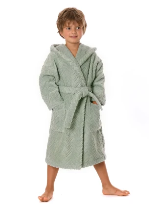 dětský župan Athena s kapucí 9116 dětské Olivová