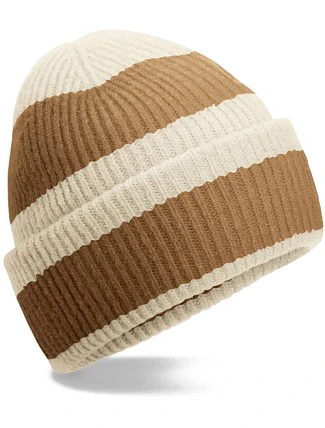 Beechfield B 391R Pletená čepice "Color Block" 53.391R vanilla/biscuit Beechfield B 391R Pletená čepice "Color Block" 53.391R vanilla/biscuit