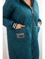 Dámská bunda Plus Size prošívaná s kapucí a sportovními manžetami mořská Dámská bunda Plus Size prošívaná s kapucí a sportovními manžetami mořská