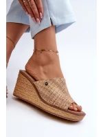 Dámské pantofle na podpatku Sergio Leone KL213 Beige