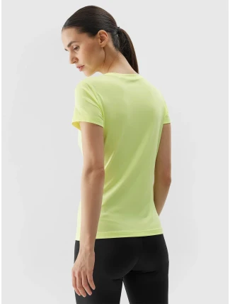 Dámské sportovní tričko z recyklovaných materiálů 4F - světle žluté Dámské sportovní tričko z recyklovaných materiálů 4F - světle žluté