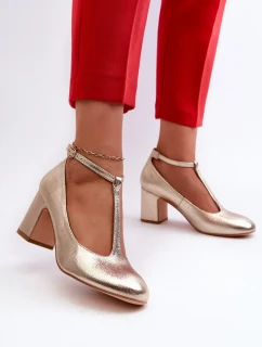 Zlaté lodičky z ekokůže Raniyah na vysokém podpatku