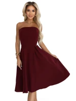 641-1 VIVIENNE korzetové rozšířené midi šaty pro zvláštní příležitosti - vínové