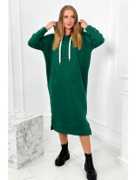 Dlouhé šaty s kapucí zelený