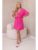 Mušelínové šaty s pasem růžový