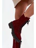 Dámské workery z pravé nubukové kůže s vyhříváním Zazoo 4213 bordó