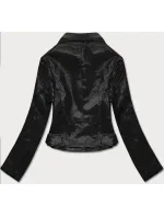 Černá bunda ramoneska - vesta z eko kůže FL202050 černá - FLAM Mode Černá bunda ramoneska - vesta z eko kůže FL202050 černá - FLAM Mode