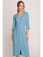 Šaty S396 zavazovací tyrkysově modré - Stylove