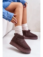 Módní Semišové Nízké Sněhule Hnědé Nucca