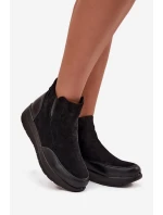 Dámské kotníkové boty na zip Vyhřívané kožešinou Černé Breena