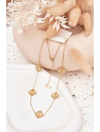 Nerezový řetízek s květinkami zlatý