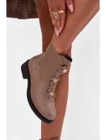 Dámské boty Jezzi – zateplené s dekorativními květinami, béžové