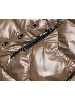 Světle hnědá dámská metalická bunda (B8008-46) Světle hnědá dámská metalická bunda (B8008-46)