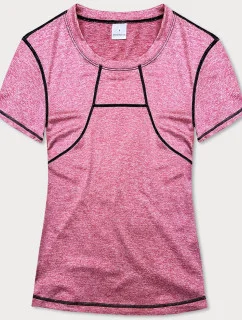 Růžové dámské sportovní tričko T-shirt s ozdobným prošitím (A-2166)