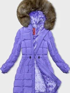 Zimní bunda v barvě lila s kožešinovou podšívkou (LHD-23063)