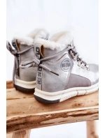 Dětské zateplené kozačky na zip Big Star KK374178 Stříbro