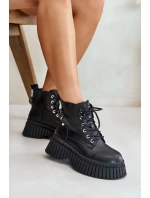 Zateplené kožené botky s masivní podrážkou GOE OO2N4126 černé