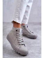 Dámské Tenisky Big Star Vysoké Zateplené Šedé GG274070 Dámské Tenisky Big Star Vysoké Zateplené Šedé GG274070