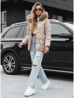 Dámská zimní bunda s kožešinou béžová FashionStreet TY5512 Dámská zimní bunda s kožešinou béžová FashionStreet TY5512