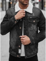 Pánská zateplená džínová bunda s ovčí kůží šedá FashionStreet TX4728z