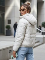 Dámská prošívaná bunda s kapucí světle šedá FashionStreet TY5584