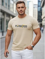 Pánské bavlněné tričko se streetwearovým potiskem béžové FashionStreet NX0145R Pánské bavlněné tričko se streetwearovým potiskem béžové FashionStreet NX0145R