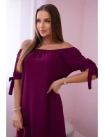 Šaty vázané na rukávech švestka Šaty vázané na rukávech švestka