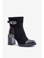 Dámské Boty Zateplené Na Podpatku Černé D&A MR880-085