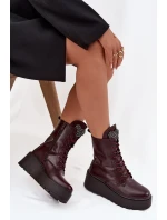 Kožené dámské kotníkové boty s ozdobou vyhřívané bordó Ulrika Kožené dámské kotníkové boty s ozdobou vyhřívané bordó Ulrika