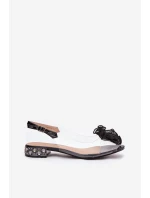 Průhledné sandály na nízkém podpatku s kamínky a ozdobou D&A MR52-230 Černé