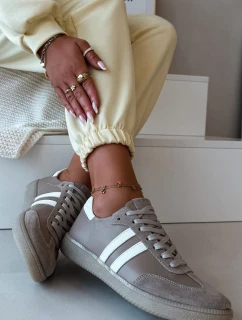 Zazoo N1068 Kožené Nízké Dámské Tenisky Tmavě Béžové