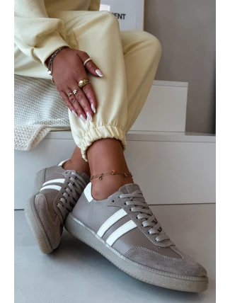 Zazoo N1068 Kožené Nízké Dámské Tenisky Tmavě Béžové