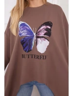 Halenka s oversize potiskem mocca