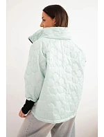 Dámská jarní prošívaná bunda s dekorativním ražením a zipem mintová