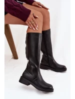 Dámské kožené zateplené kozačky Maciejka – černé