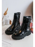 Dětské lakované boty se spony černé Chloraia