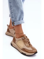 Kůže Sportovní Boty Na Platformě Maciejka 06191-04 Bežová