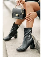 Hladké Dámské Botky Na Podpatku Z Eko Kůže Černé Izariel