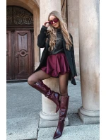 Dámské kozačky na jehlovém podpatku s páskem bordó Lisanne