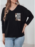 GLAMZONE dámská halenka oversize s potiskem černá FashionStreet RY2682 GLAMZONE dámská halenka oversize s potiskem černá FashionStreet RY2682