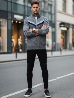 Pánský světle šedý rozepínací svetr FashionStreet WX2261z