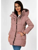 Krátká dámská zimní bunda ve starorůžové barvě se zipy (7750) Krátká dámská zimní bunda ve starorůžové barvě se zipy (7750)