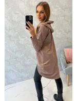 Mikina s dlouhými zády a kapucí mocca Mikina s dlouhými zády a kapucí mocca